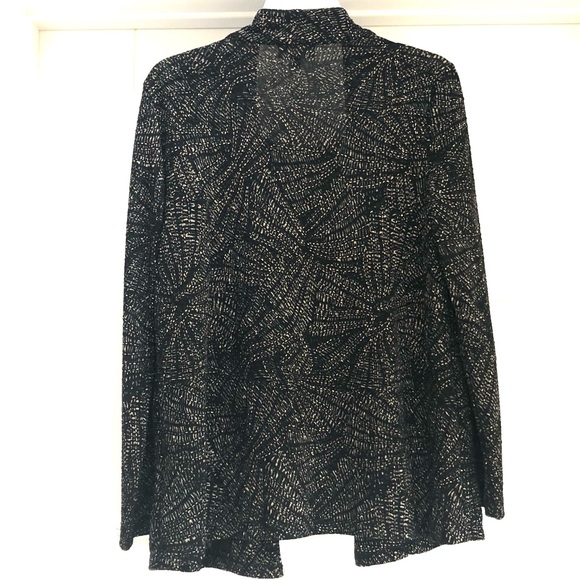 JM collection black long sleeve gold metallic open front cardigan - Picture 5 of 14